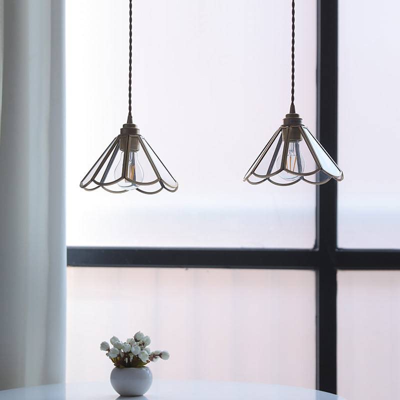 Messing og glas pendellampe