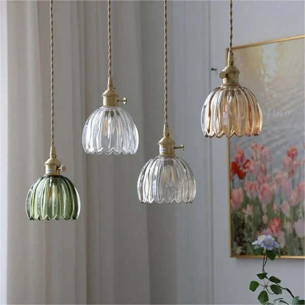 Retro glasblomsterlampe i japansk stil