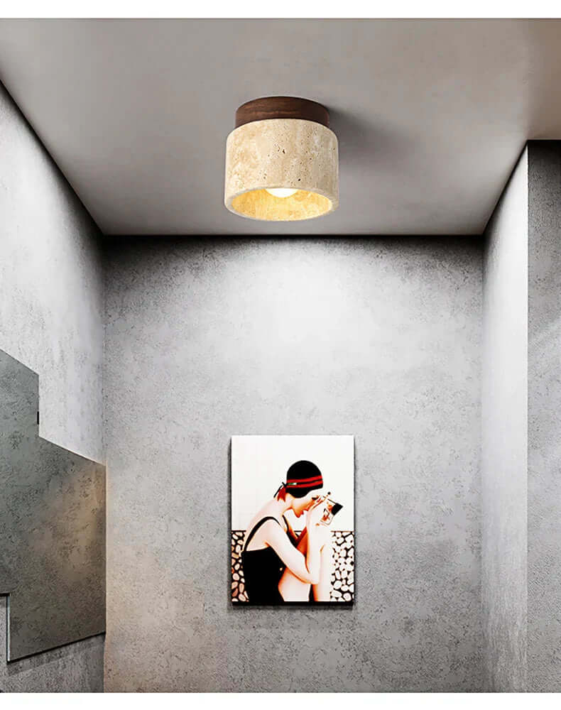 Moderne Japansk Stil Loftslampe Creme Farve