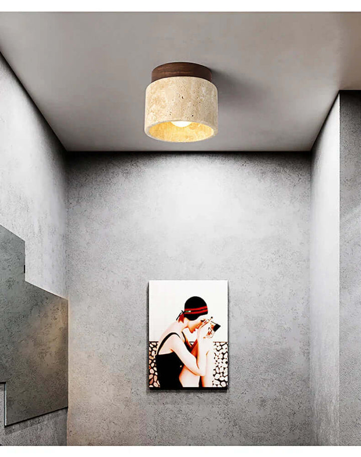 Moderne Japansk Stil Loftslampe Creme Farve