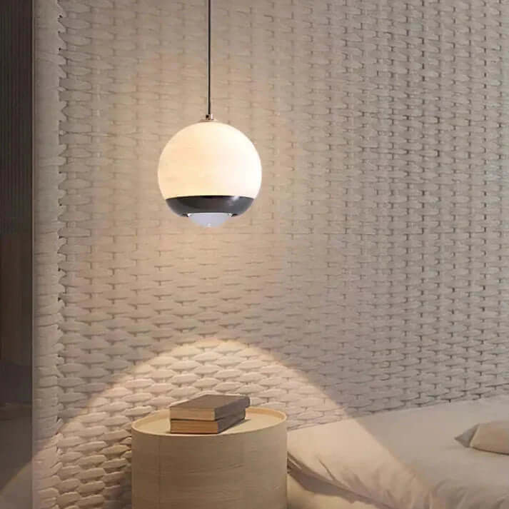 Moderne marmor- og alabast pendellampe, kugleformet design, nordisk stil