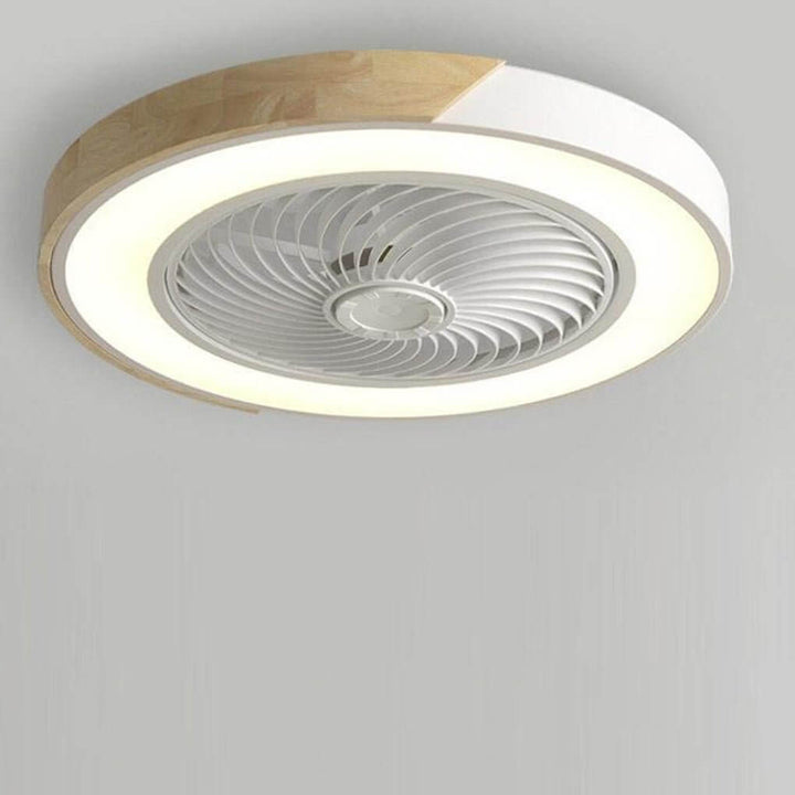 Moderne LED-loftventilator med cirkel- og firkantet ramme, dæmpbar og med fjernbetjening