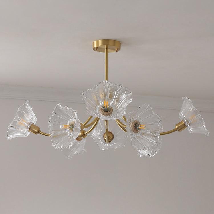 Glasblomsterkrone med messing og klar finish