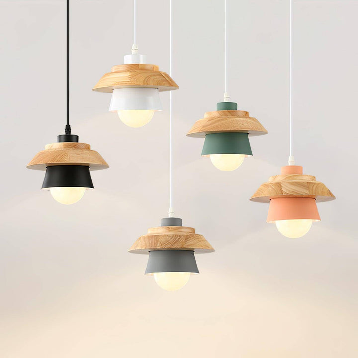 Moderne træ- og sten pendel lampe