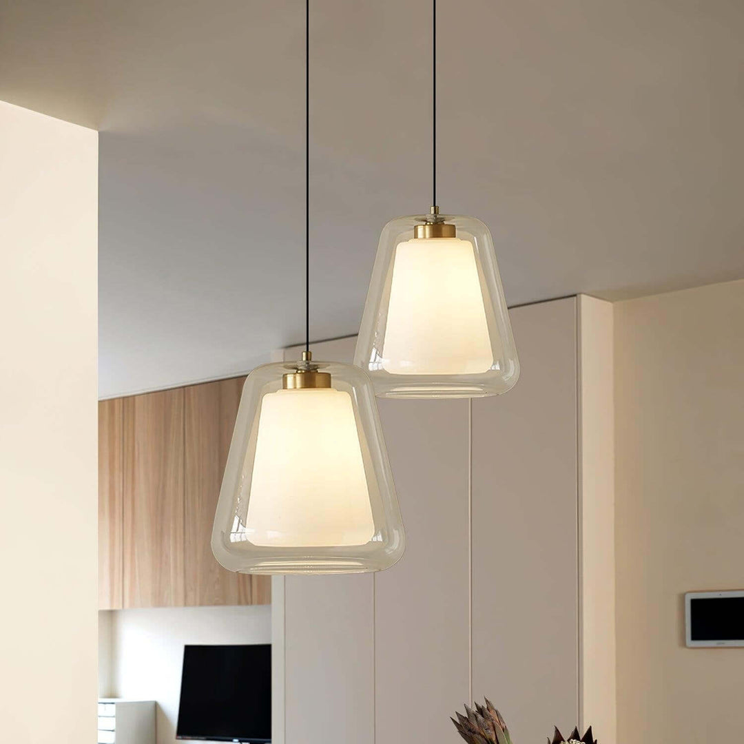 Moderne Pendel Lampe - Guld og Gennemsigtig