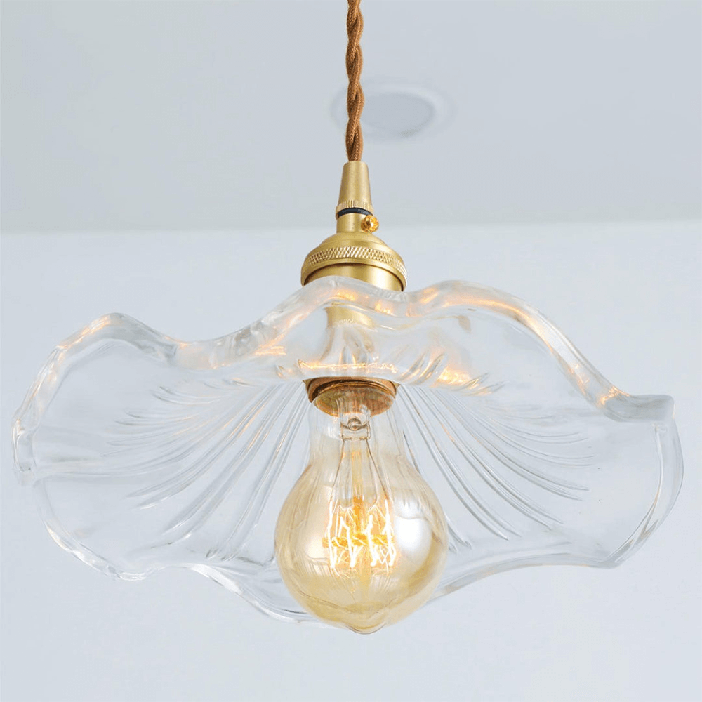 Hibiscus pendellampe, glas blomsterdesign lampe