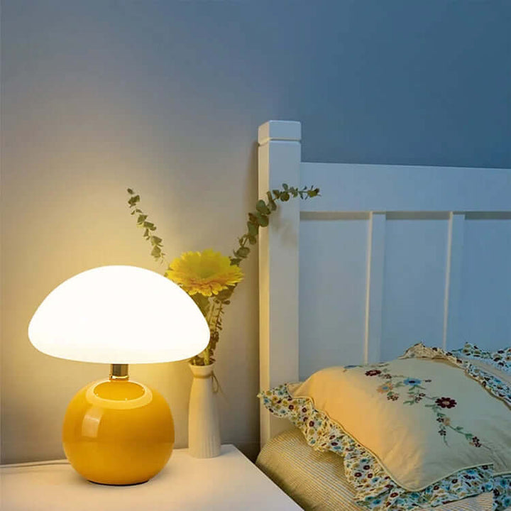 Keramisk svampe bordlampe, beige