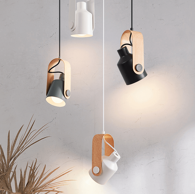 Moderne Loftlampe: Træ og metal