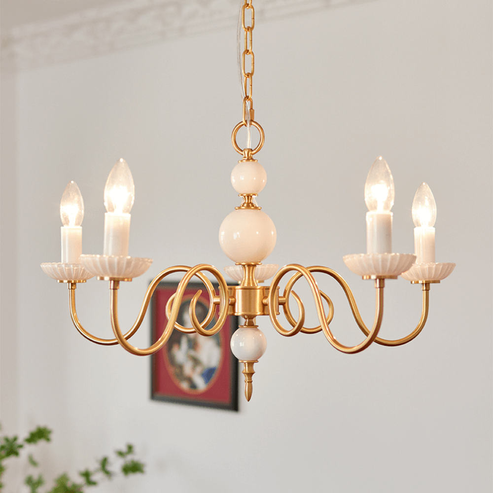 Creme glas lysekrone amerikansk retro lampe metal lysekrone soveværelse