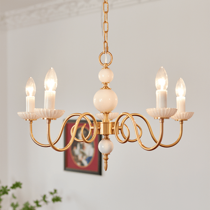 Creme glas lysekrone amerikansk retro lampe metal lysekrone soveværelse