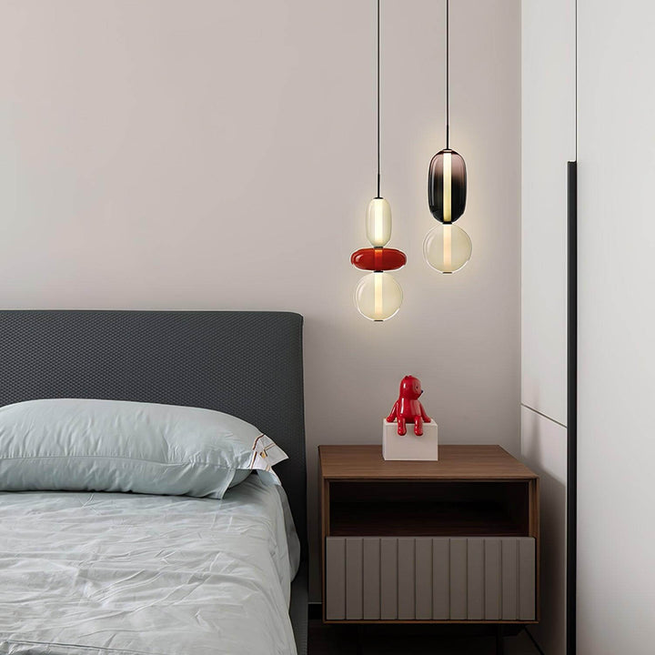 Moderne farverig glaspendellampe