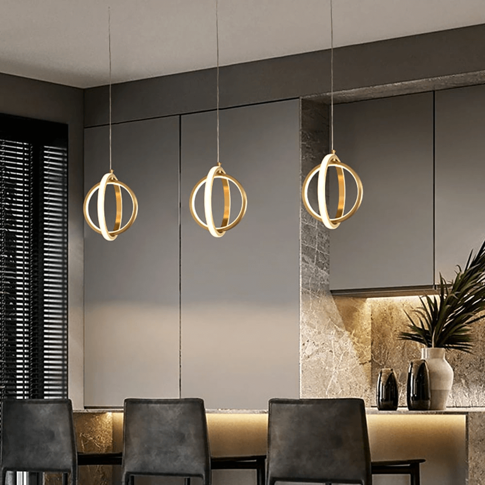 Dobbelt LED Pendellampe i Messing - Moderne Design