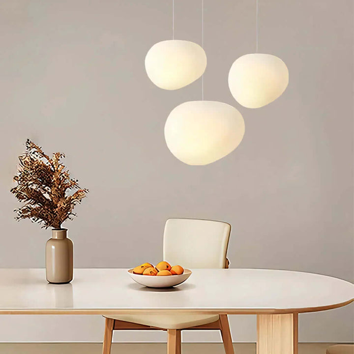Moderne hvid pendel lampe i stenform