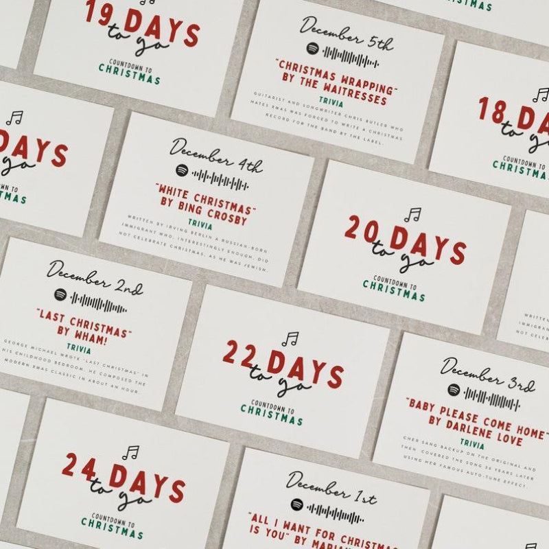 Julekalenderkort: 24 kort med spændende trivia og filmforslag til julen, 7x5 cm, kortmateriale.