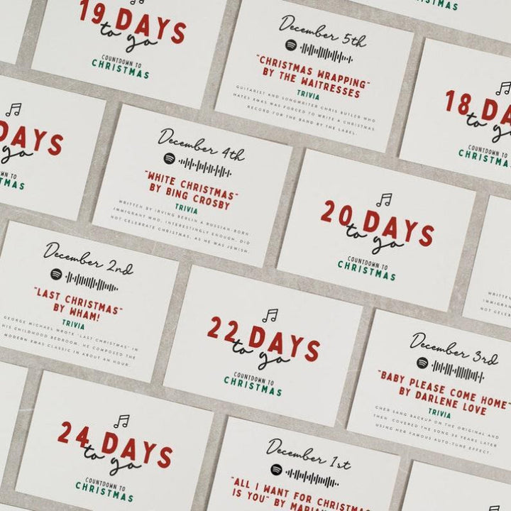 Julekalenderkort: 24 kort med spændende trivia og filmforslag til julen, 7x5 cm, kortmateriale.