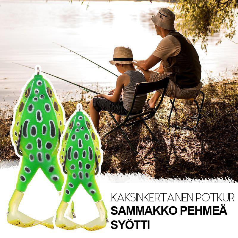 Unikt dobbelt propel frøsilikone fiskeagn, grøn-blå, 3.5 tommer, specielt designet agn