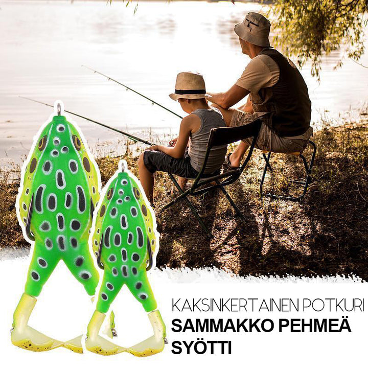 Unikt dobbelt propel frøsilikone fiskeagn, grøn-blå, 3.5 tommer, specielt designet agn