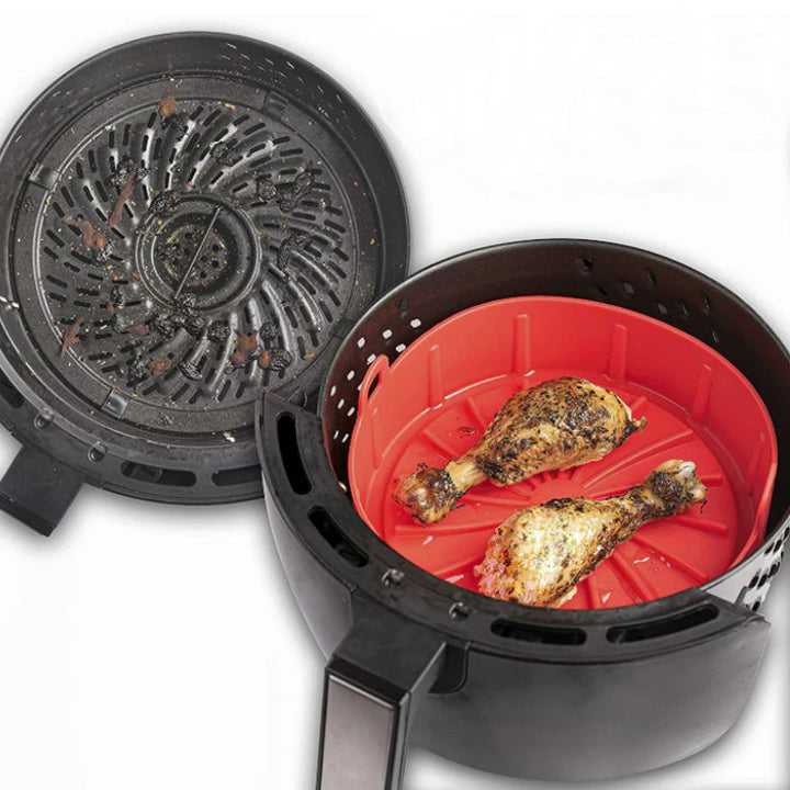 Airfryer-silikoniastia ja hansikasetti keittiöön, moniväriset, rei’itetyt reunat, parantaa kypsennystuloksia.