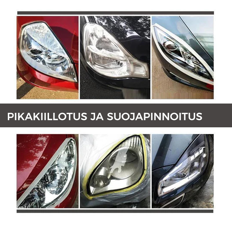 Forlygtepoleringsvæske i flaske, klargør og beskytter forlygter, nem at anvende bilplejemiddel.