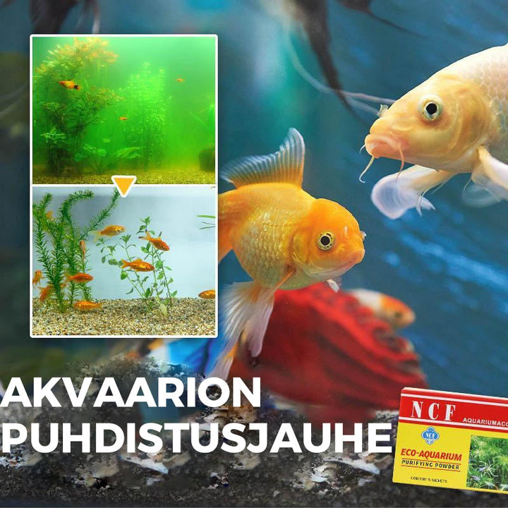 "Akvaarion puhdistusjauhe kirkastaa veden, poistaa sammaleen ja levän, luonnolliset ainesosat, 5 kpl pakkaus."