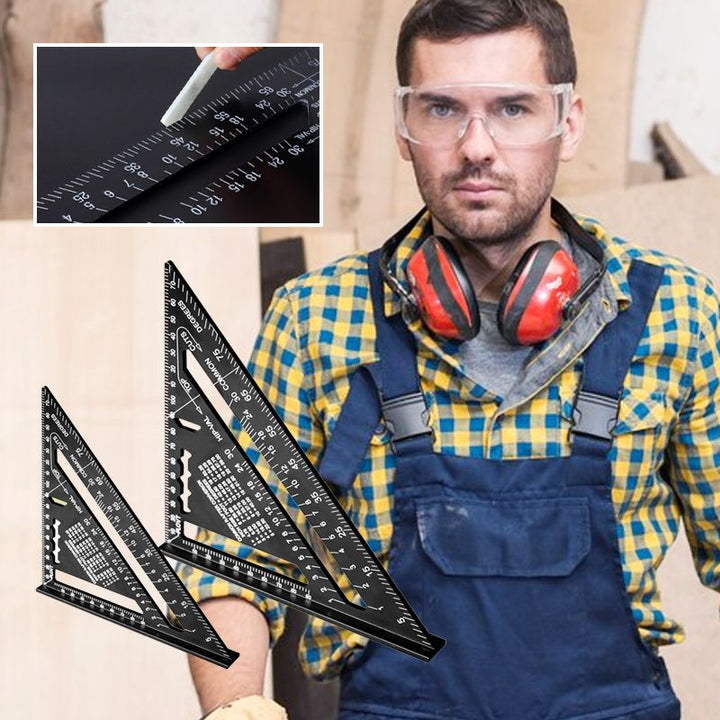 Aluminiums lineale til træarbejde, 7/12 tommer, med tydelige markeringer og robust konstruktion til måling.