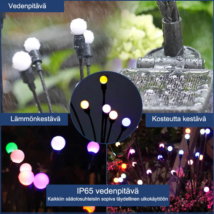 Aurinkoenergialla toimiva LED-puutarhavalo, 7 värin vaihtelua, luo taianomaisen tunnelman ulkotilaan, heiluu tuulessa.