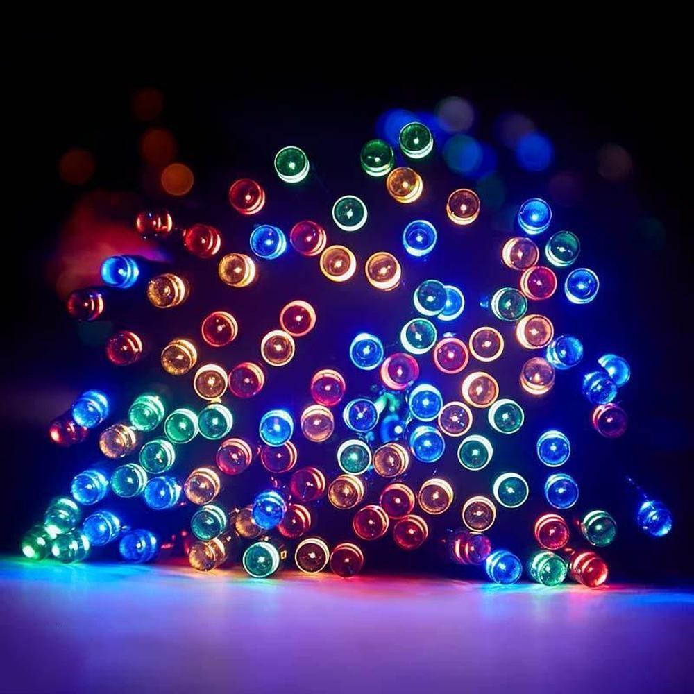 Aurinkoenergialla toimivat LED-koristevalot ulkokäyttöön, puutarha, moniväriset ja lämpimän valkoiset valot luovat tunnelmaa.