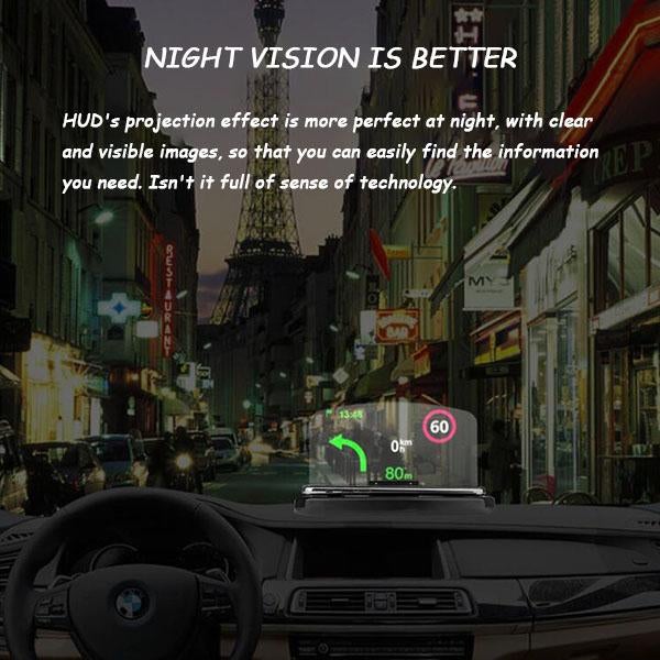 "Auto Head-Up-näyttö ja langaton laturi, joka heijastaa navigoinnin tuulilasiin ja lataa puhelinta 10 W teholla."