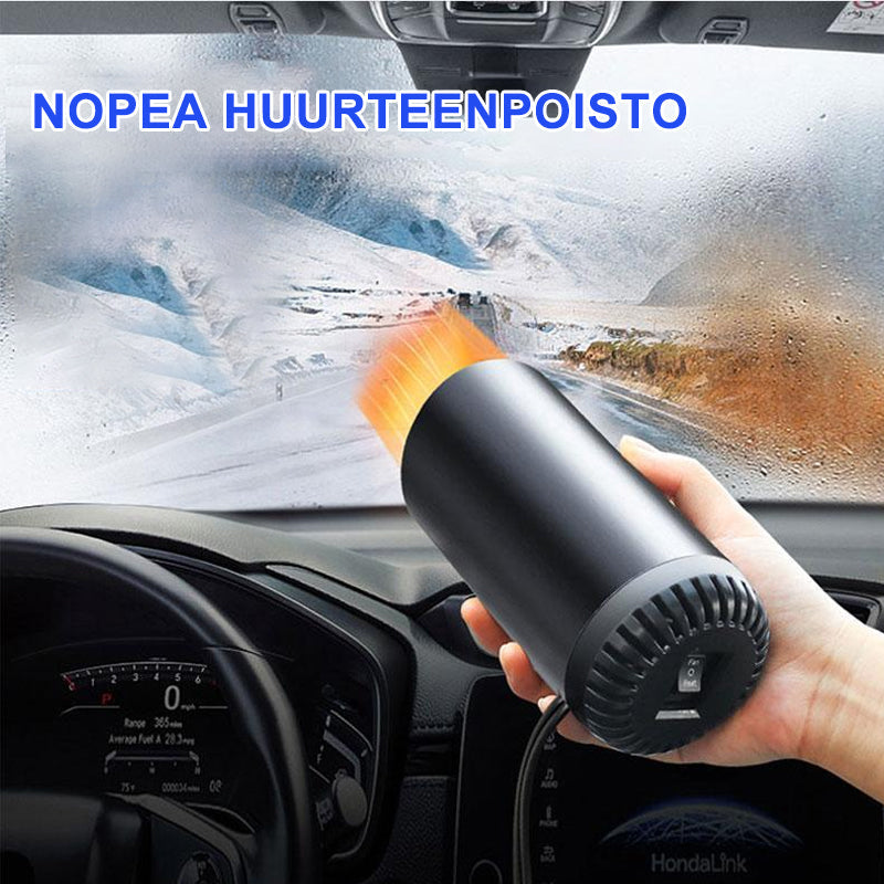 "Auton 12V sisätilan lämmitin kompakti koko, sopii huurteenpoistoon ja lämmitykseen, musta muotoilu"