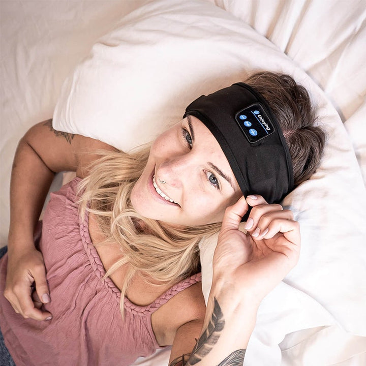 Bluetooth sports headband, ergonomic and wireless, for men and women. Multipurpose design and multiple color options.