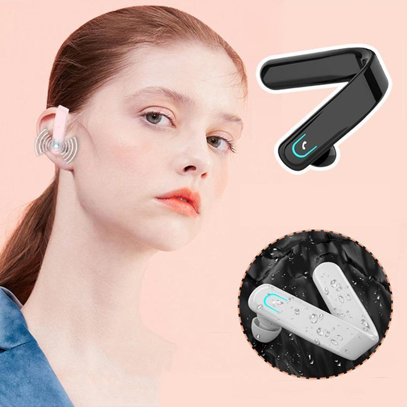 Bluetooth høretelefoner til øret, ergonomiske, IP67 vandtætte, sorte, med støjreduktion, HiFi-lydkvalitet, trådløse, holdbare.