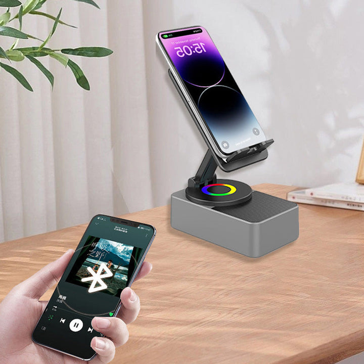 Bluetooth-aktiveret multifunktionel holder grå/sort; minimalistisk, justerbar og kraftfuld basenhed til telefon/tablet