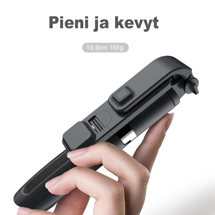 Bluetooth selfie stick stativ med treben, sort/hvid; letvægt, foldbar; perfekt fototilbehør.
