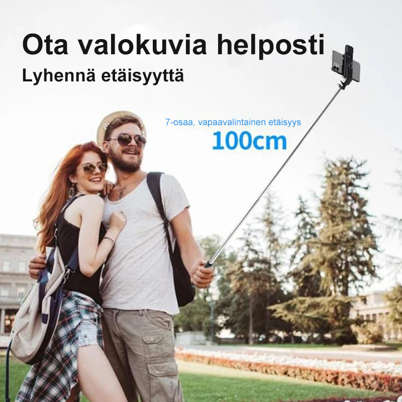 Bluetooth selfie stick stativ med treben, sort/hvid; letvægt, foldbar; perfekt fototilbehør.