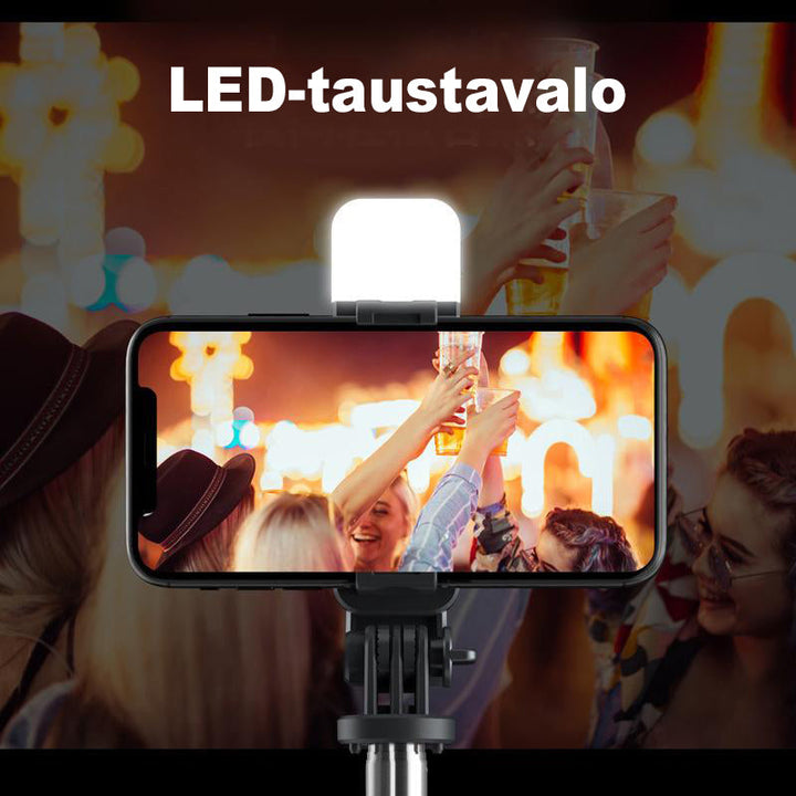 Bluetooth selfie stick stativ med treben, sort/hvid; letvægt, foldbar; perfekt fototilbehør.