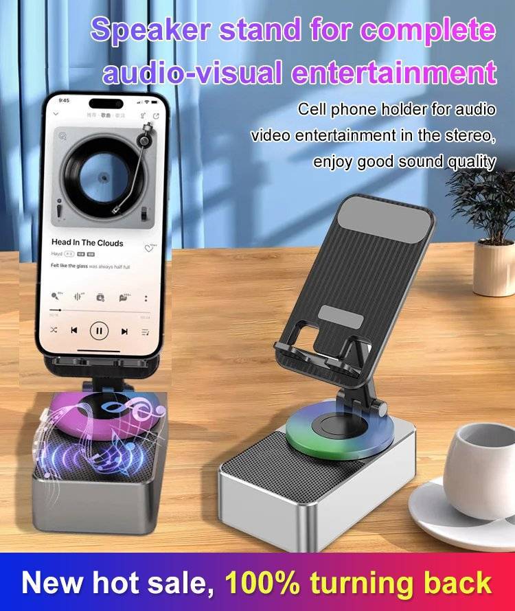 Bluetooth-telefonteline harmaa/musta, tukeva pidike, langaton musiikkisoitin, älypuhelimille, sisustukseen sopiva moderni muo
