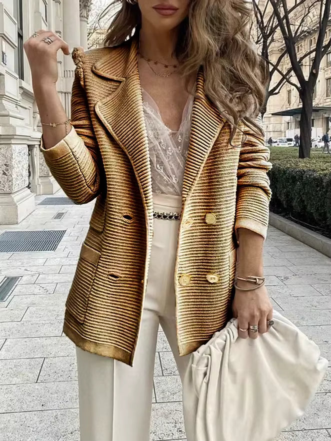 Dame Lang Strikket Blazer