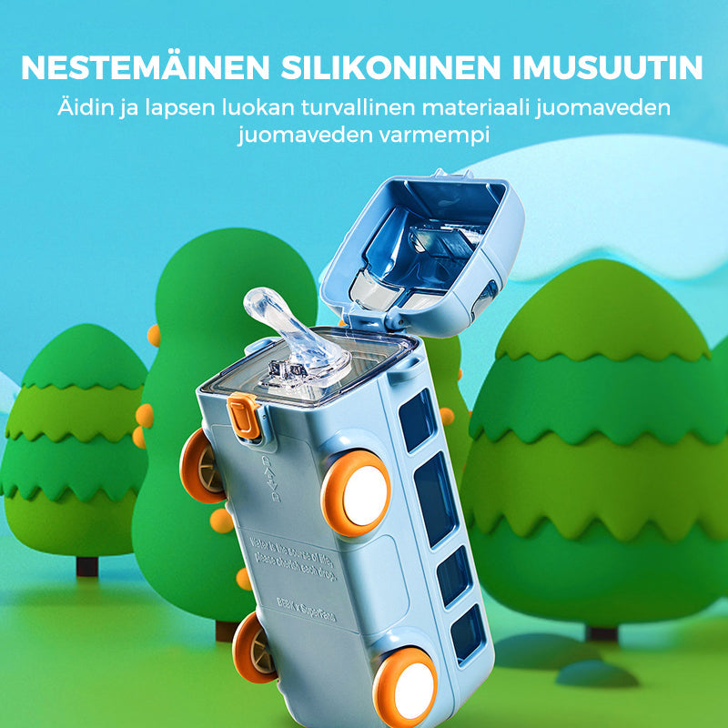 Busformet bærbar børnevandflaske, gul, ABS-plast og silikone, justerbar rem
