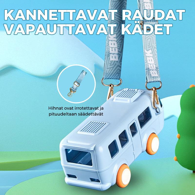 Busformet bærbar børnevandflaske, gul, ABS-plast og silikone, justerbar rem