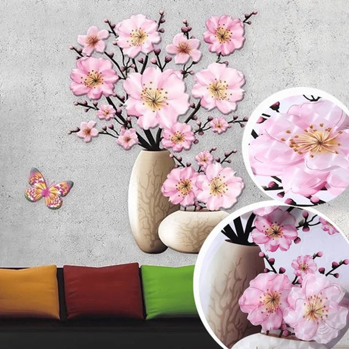 DIY Plante Vase 3D Stereoskopiske Klistermærker til boligindretning, levende 3D-effekt med blomster- og plantemotiver, moderne naturinspireret dekoration
