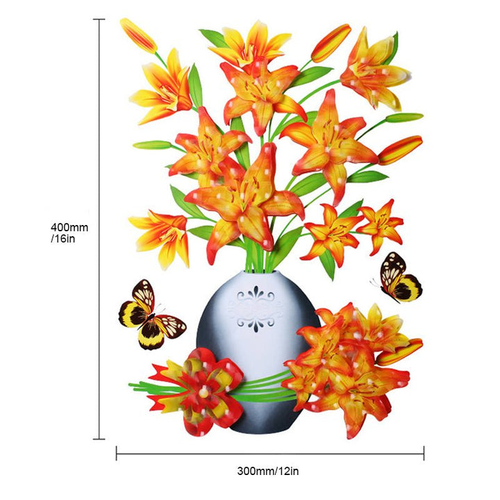 DIY Plante Vase 3D Stereoskopiske Klistermærker til boligindretning, levende 3D-effekt med blomster- og plantemotiver, moderne naturinspireret dekoration