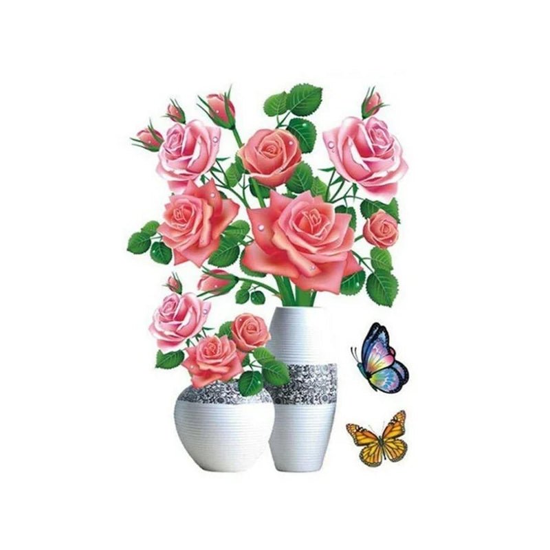 DIY Plante Vase 3D Stereoskopiske Klistermærker til boligindretning, levende 3D-effekt med blomster- og plantemotiver, moderne naturinspireret dekoration