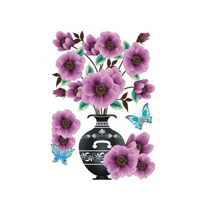 DIY Plante Vase 3D Stereoskopiske Klistermærker til boligindretning, levende 3D-effekt med blomster- og plantemotiver, moderne naturinspireret dekoration