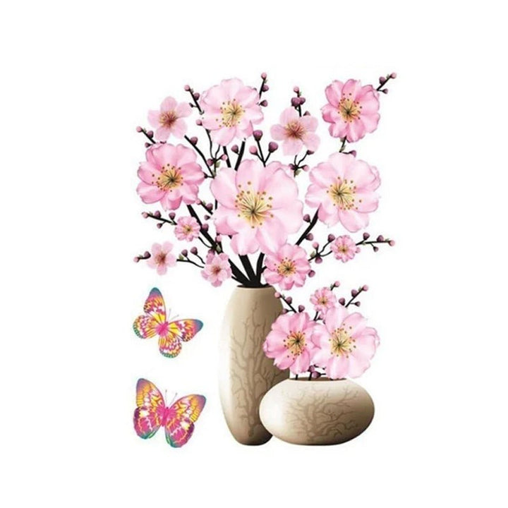 DIY Plante Vase 3D Stereoskopiske Klistermærker til boligindretning, levende 3D-effekt med blomster- og plantemotiver, moderne naturinspireret dekoration