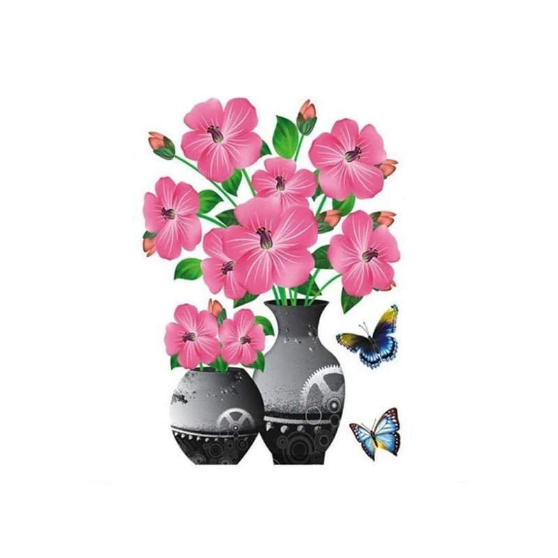 DIY Plante Vase 3D Stereoskopiske Klistermærker til boligindretning, levende 3D-effekt med blomster- og plantemotiver, moderne naturinspireret dekoration