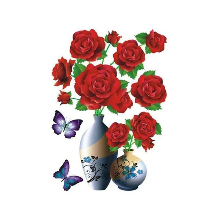 DIY Plante Vase 3D Stereoskopiske Klistermærker til boligindretning, levende 3D-effekt med blomster- og plantemotiver, moderne naturinspireret dekoration