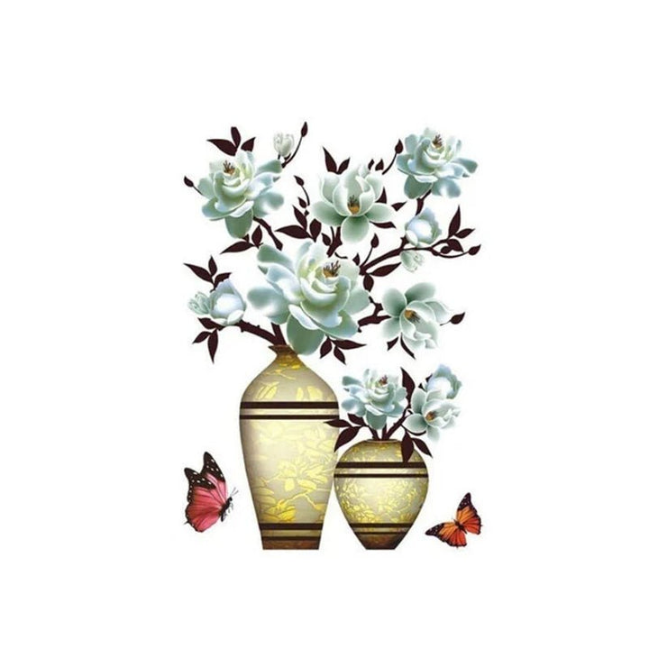DIY Plante Vase 3D Stereoskopiske Klistermærker til boligindretning, levende 3D-effekt med blomster- og plantemotiver, moderne naturinspireret dekoration