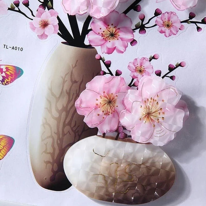 DIY Plante Vase 3D Stereoskopiske Klistermærker til boligindretning, levende 3D-effekt med blomster- og plantemotiver, moderne naturinspireret dekoration
