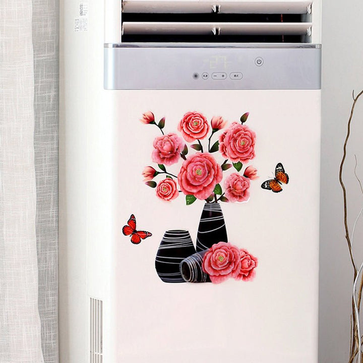 DIY Plante Vase 3D Stereoskopiske Klistermærker til boligindretning, levende 3D-effekt med blomster- og plantemotiver, moderne naturinspireret dekoration