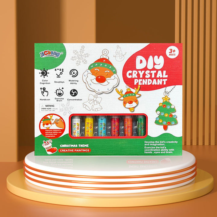 DIY Krystalmalingssæt til børn og voksne, med krystalvedhæng, farverige maling, diamanter og kæder.